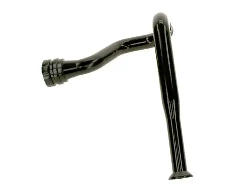 Schwarzes Gebläseansaugrohr von Bosch, mit gebogenem Abschnitt und Anschluss für Dichtung. Einheitliches Design ohne erkennbare Markierungen oder Maße.